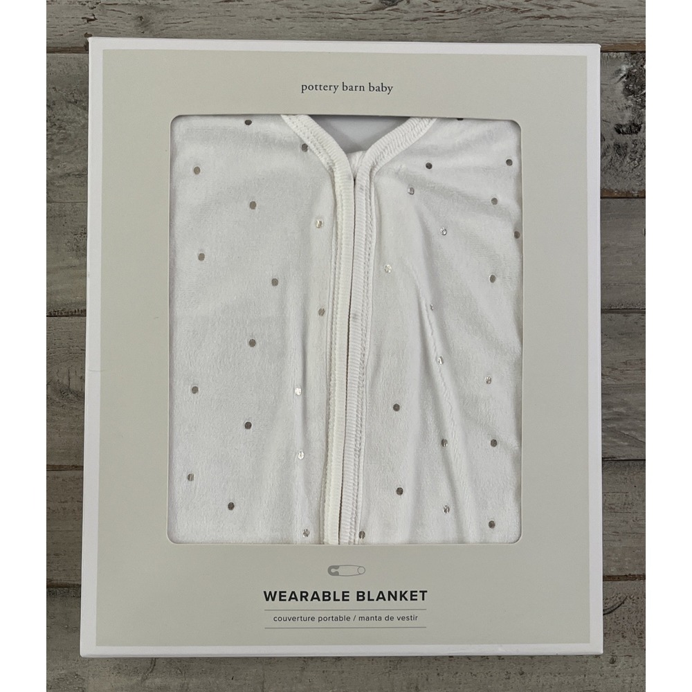 Pottery Barn Baby Wearable Blanket - White W/Metallic Dots -‎ Size Large 12-18